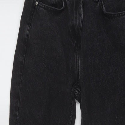 NEXT Womens Grey Cotton Mom Jeans Size 6 L25 in Regular Button