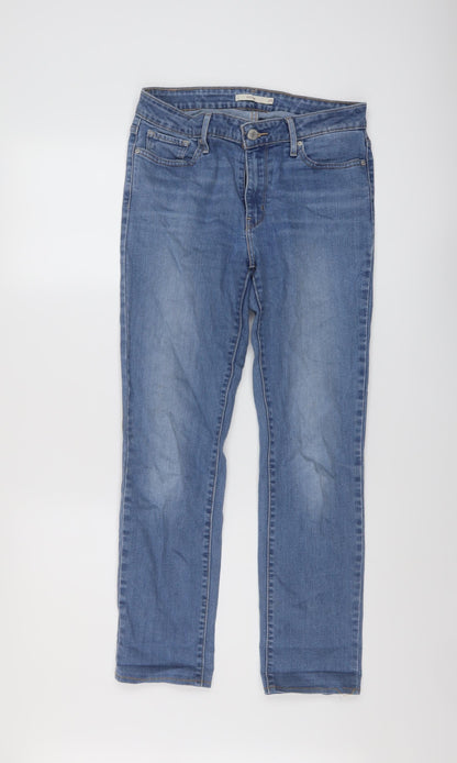 Levi's Womens Blue Cotton Straight Jeans Size 29 in L27 in Regular Button
