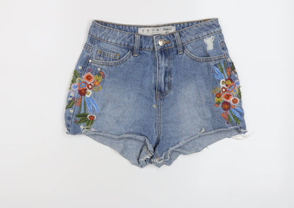Denim & Co. Womens Blue Cotton Cut-Off Shorts Size 8 L3 in Regular Button