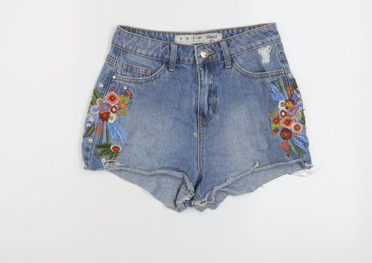 Denim & Co. Womens Blue Cotton Cut-Off Shorts Size 8 L3 in Regular Button
