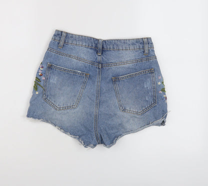 Denim & Co. Womens Blue Cotton Cut-Off Shorts Size 8 L3 in Regular Button