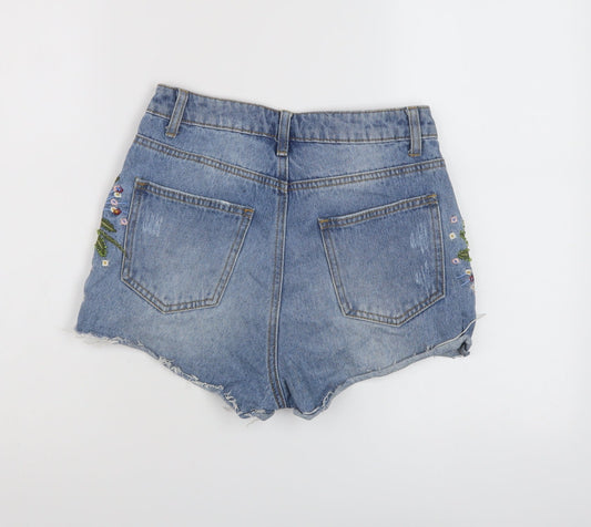 Denim & Co. Womens Blue Cotton Cut-Off Shorts Size 8 L3 in Regular Button