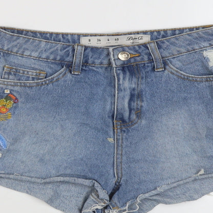 Denim & Co. Womens Blue Cotton Cut-Off Shorts Size 8 L3 in Regular Button