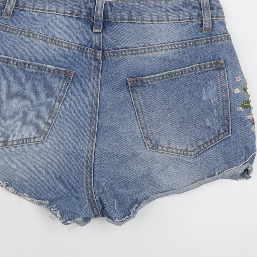 Denim & Co. Womens Blue Cotton Cut-Off Shorts Size 8 L3 in Regular Button