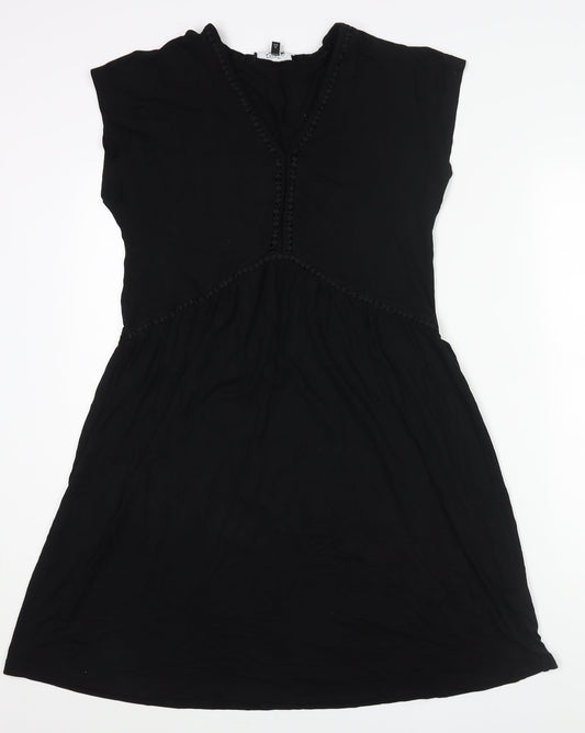 NEXT Womens Black Viscose A-Line Size 14 Collared Pullover