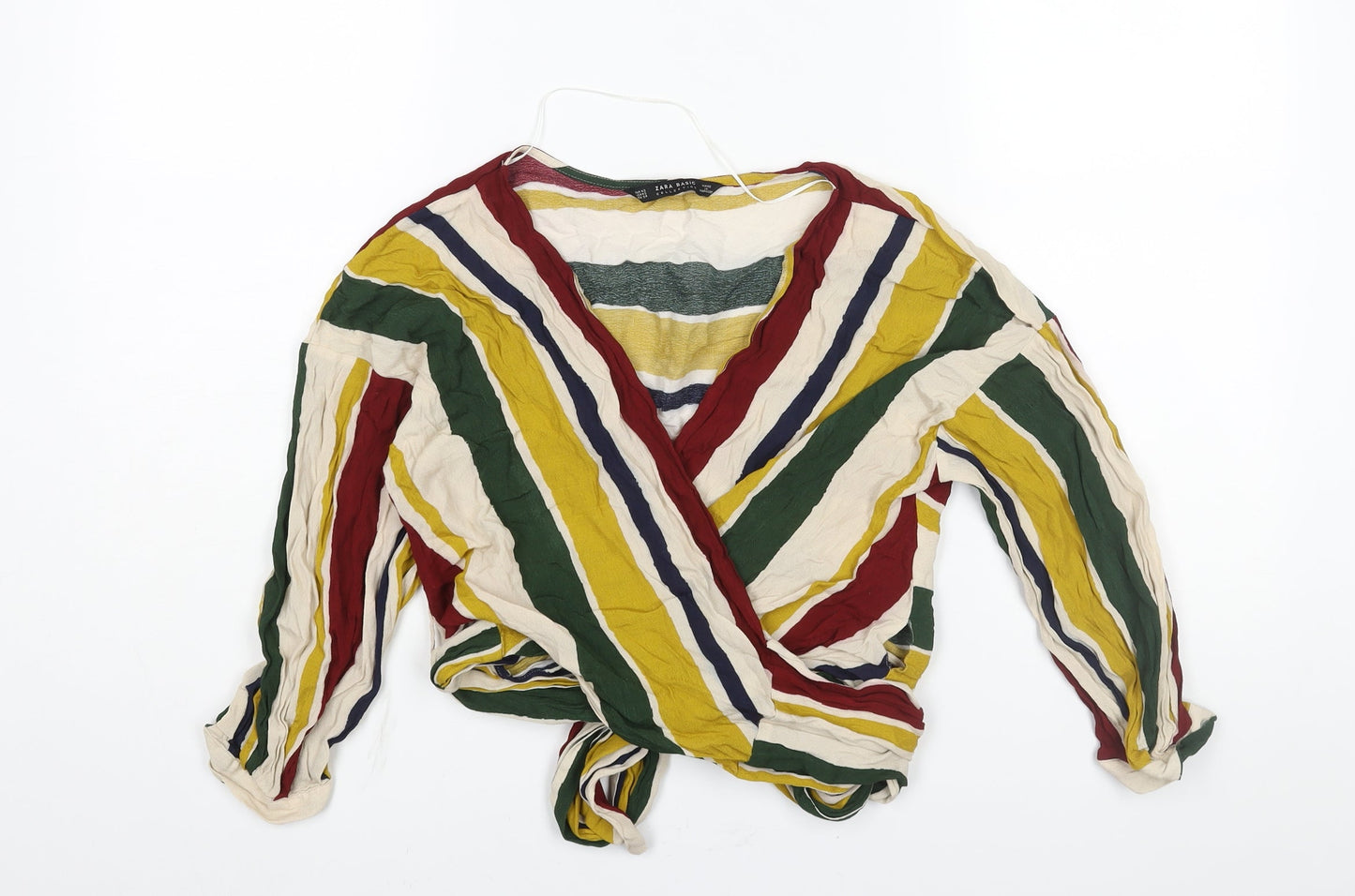 Womens UK Size XS Zara Multicoloured Wrap Blouse