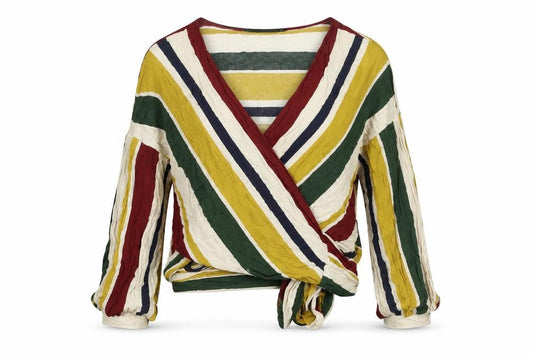 Womens UK Size XS Zara Multicoloured Wrap Blouse