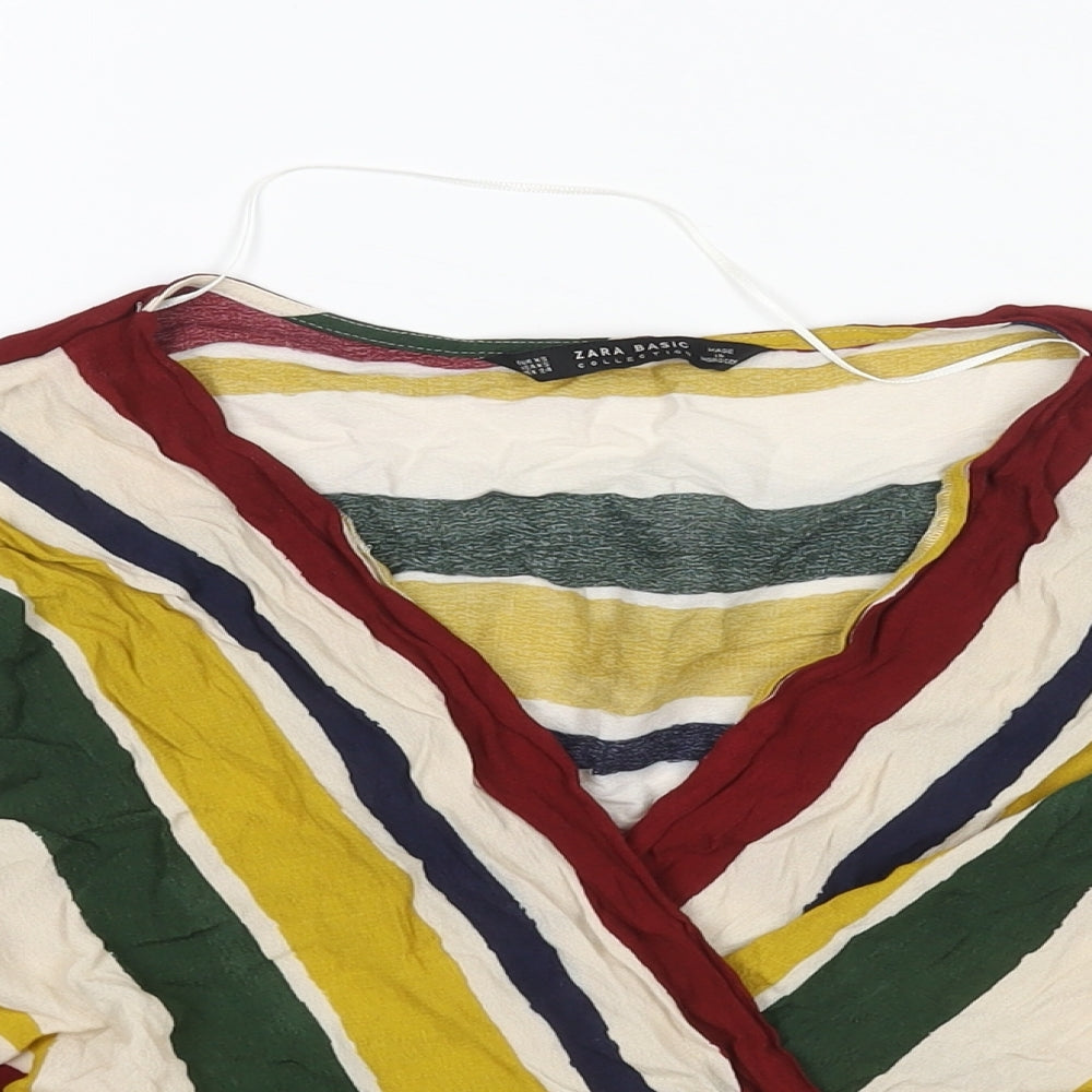 Womens UK Size XS Zara Multicoloured Wrap Blouse