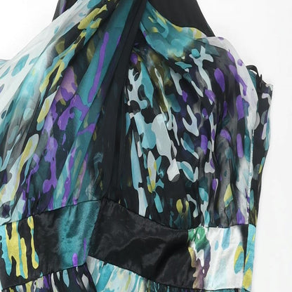 Miss Sizty Womens Multicoloured Geometric Polyester A-Line Size 10 Round Neck Zip - Rhinestone Detail
