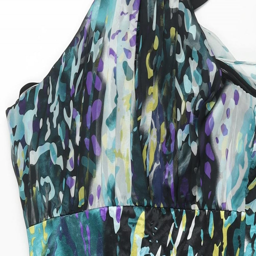 Miss Sizty Womens Multicoloured Geometric Polyester A-Line Size 10 Round Neck Zip - Rhinestone Detail
