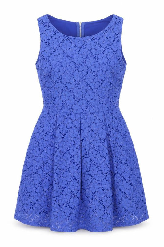 Mela Loves London Womens Blue Polyester Fit & Flare Size 10 Boat Neck Zip