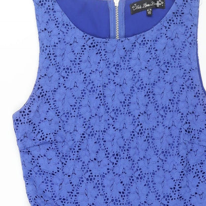 Mela Loves London Womens Blue Polyester Fit & Flare Size 10 Boat Neck Zip