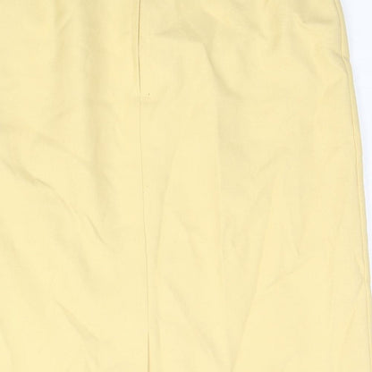 C&A Womens Yellow Polyester Straight & Pencil Skirt Size 12 Zip - Belted Button Detail