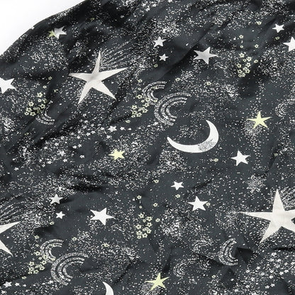Boohoo Womens Black Geometric Polyester Top Pyjama Top Size 12 Button - Moon & Star Print