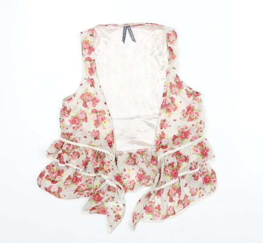 Influence Womens Multicoloured Floral Polyester Kimono Blouse Size 8 V-Neck - Lace Trim Layered