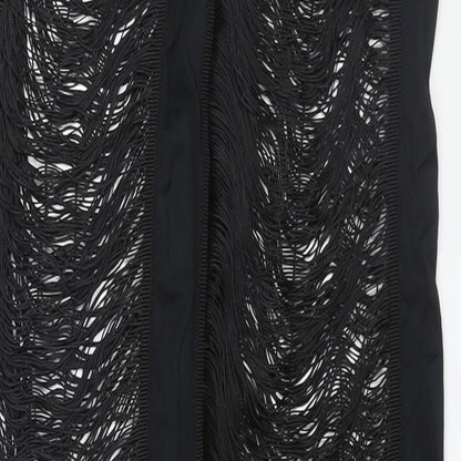 PRETTYLITTLETHING Womens Black Polyamide Straight & Pencil Skirt Size 8 - Tassle Detail