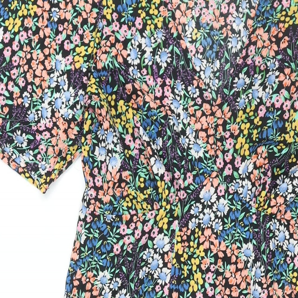 New Look Womens Multicoloured Floral Polyester Shift Size 8 V-Neck Zip