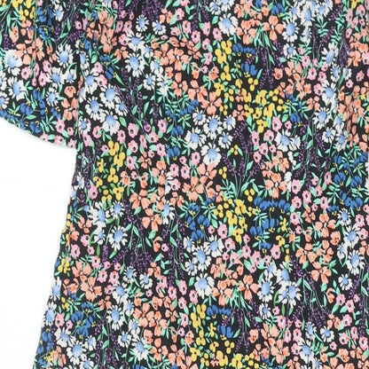 New Look Womens Multicoloured Floral Polyester Shift Size 8 V-Neck Zip