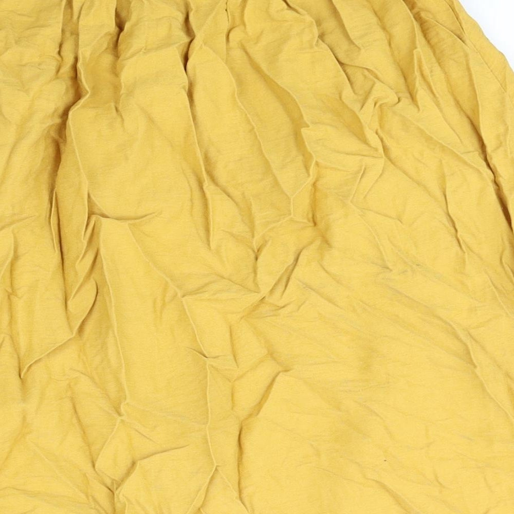 New Look Womens Yellow Viscose A-Line Skirt Size 6 Button