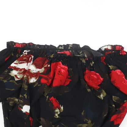 Womens UK Size 10 PRETTYLITTLETHING Black Cropped Blouse