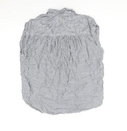 H&M Womens Blue Striped Modal Camisole Blouse Size 8 Collared