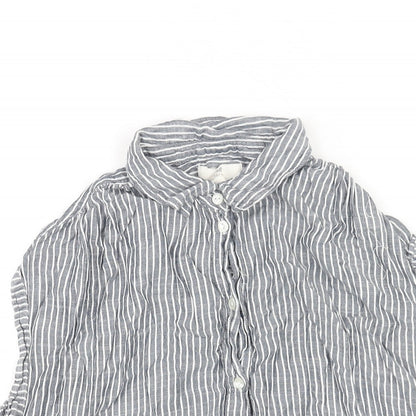 H&M Womens Blue Striped Modal Camisole Blouse Size 8 Collared