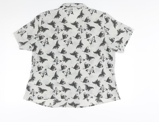 Anthology Womens Green Geometric Polyester Basic Button-Up Size 18 Collared - Butterfly Print