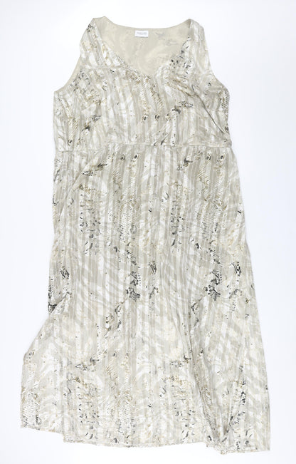Together Womens Beige Geometric Polyester Maxi Size 22 V-Neck Pullover