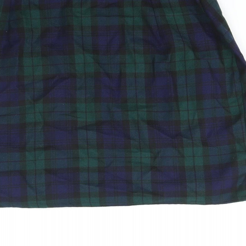 PRETTYLITTLETHING Womens Blue Check Polyester Mini Skirt Size 8 Zip