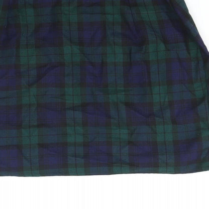 PRETTYLITTLETHING Womens Blue Check Polyester Mini Skirt Size 8 Zip