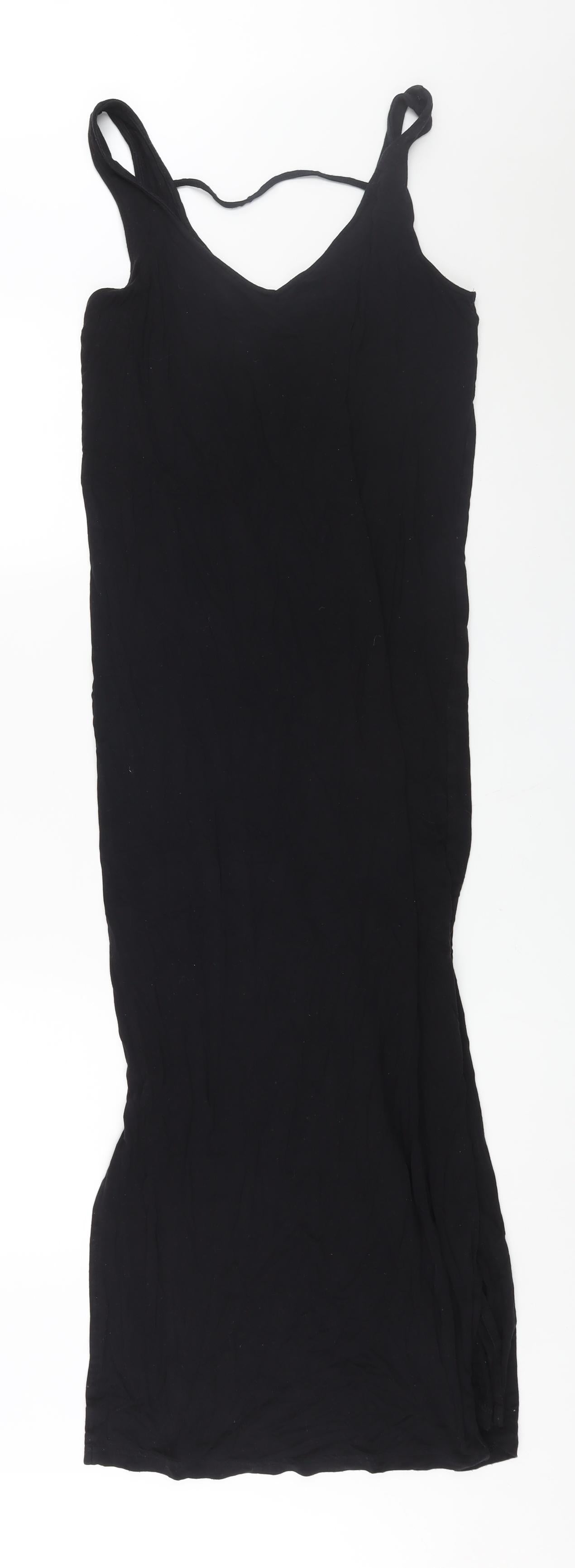 Marks and Spencer Womens Black Viscose Maxi Size 10 V-Neck Pullover