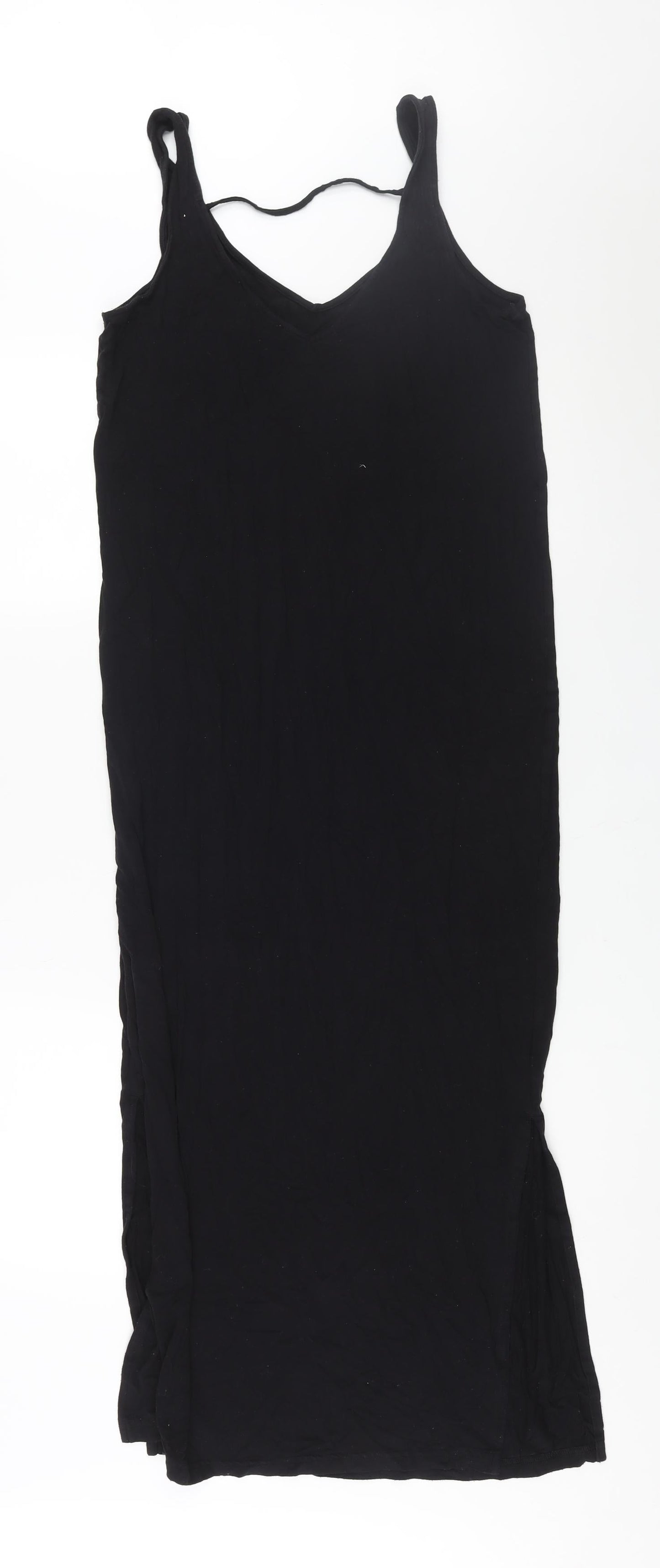 Marks and Spencer Womens Black Viscose Maxi Size 10 V-Neck Pullover