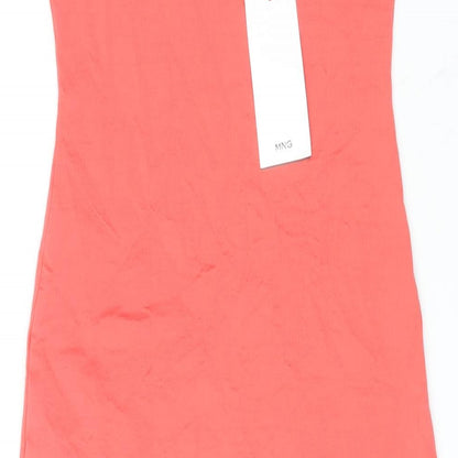 Mango Womens Pink Polyamide Mini Size S Square Neck Pullover