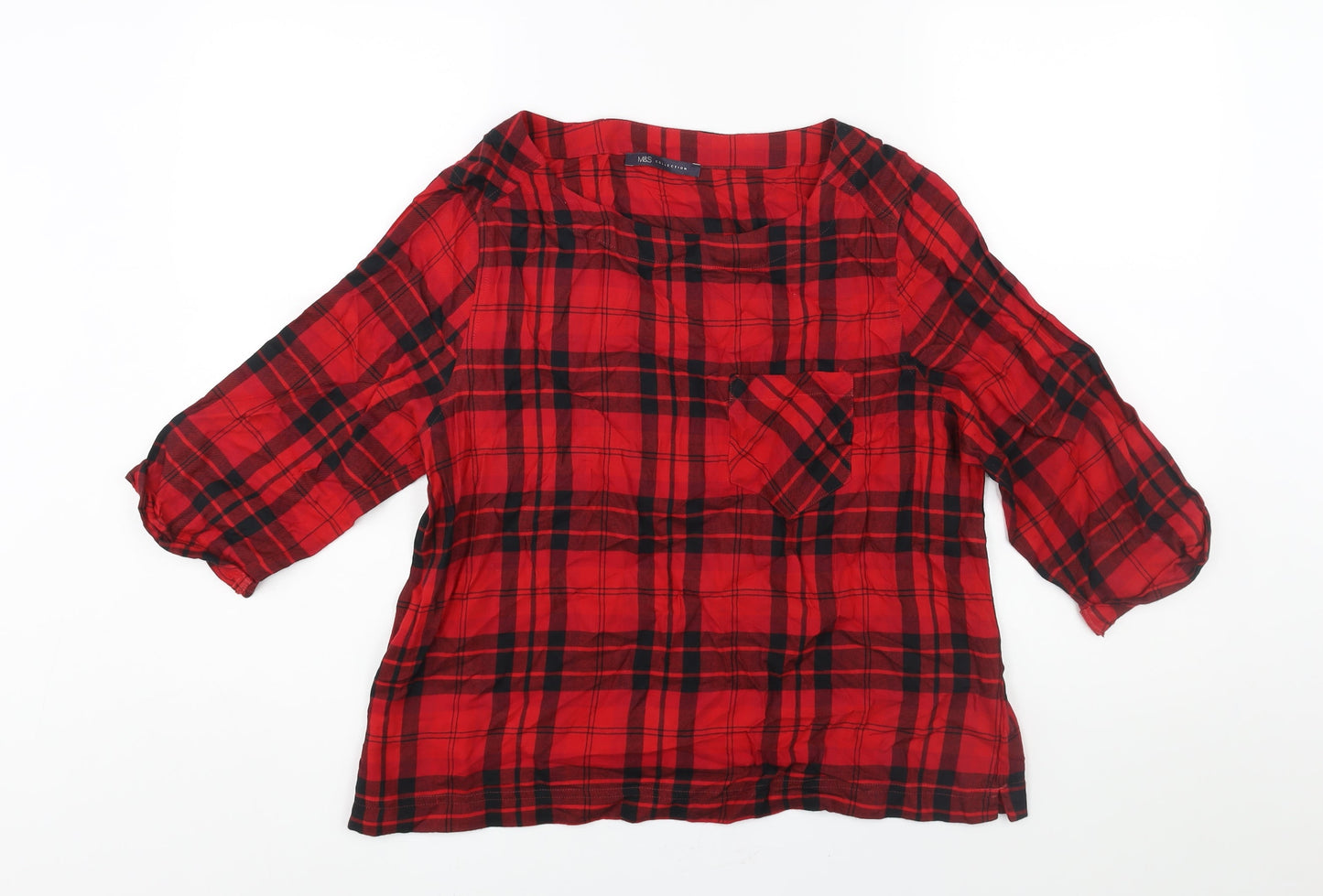 Womens UK Size 14 Marks and Spencer Red Basic Blouse