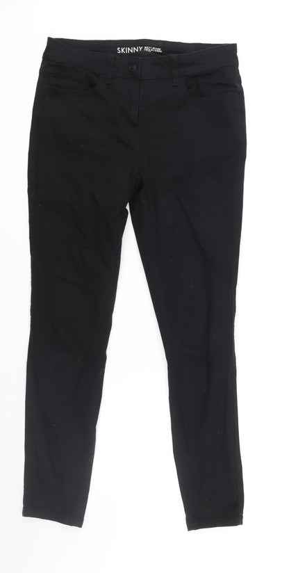 NEXT Womens Black Cotton Skinny Jeans Size 10 L28 in Regular Zip