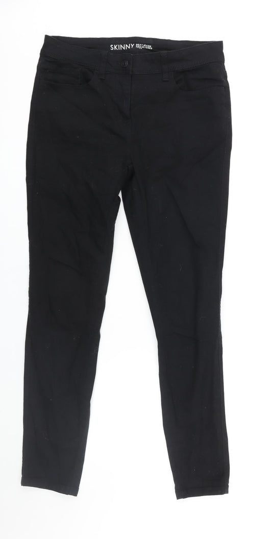 NEXT Womens Black Cotton Skinny Jeans Size 10 L28 in Regular Zip
