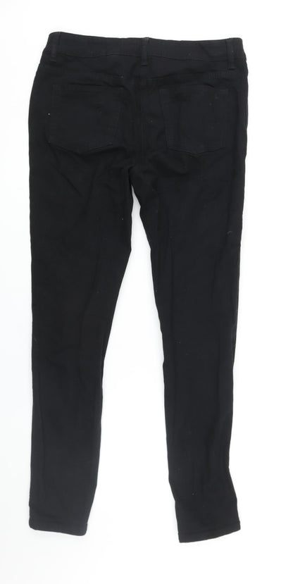 NEXT Womens Black Cotton Skinny Jeans Size 10 L28 in Regular Zip