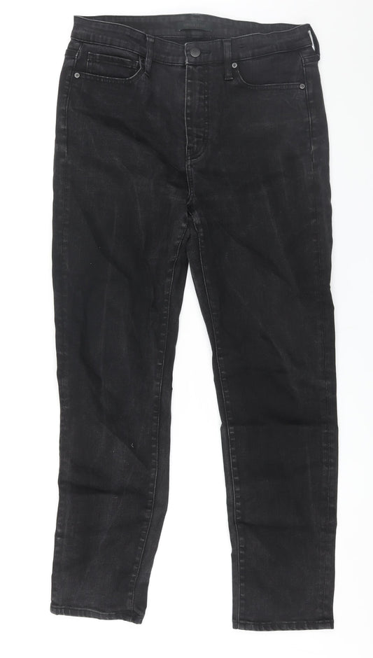 Uniqlo Womens Black Cotton Straight Jeans Size 30 in L27 in Regular Zip