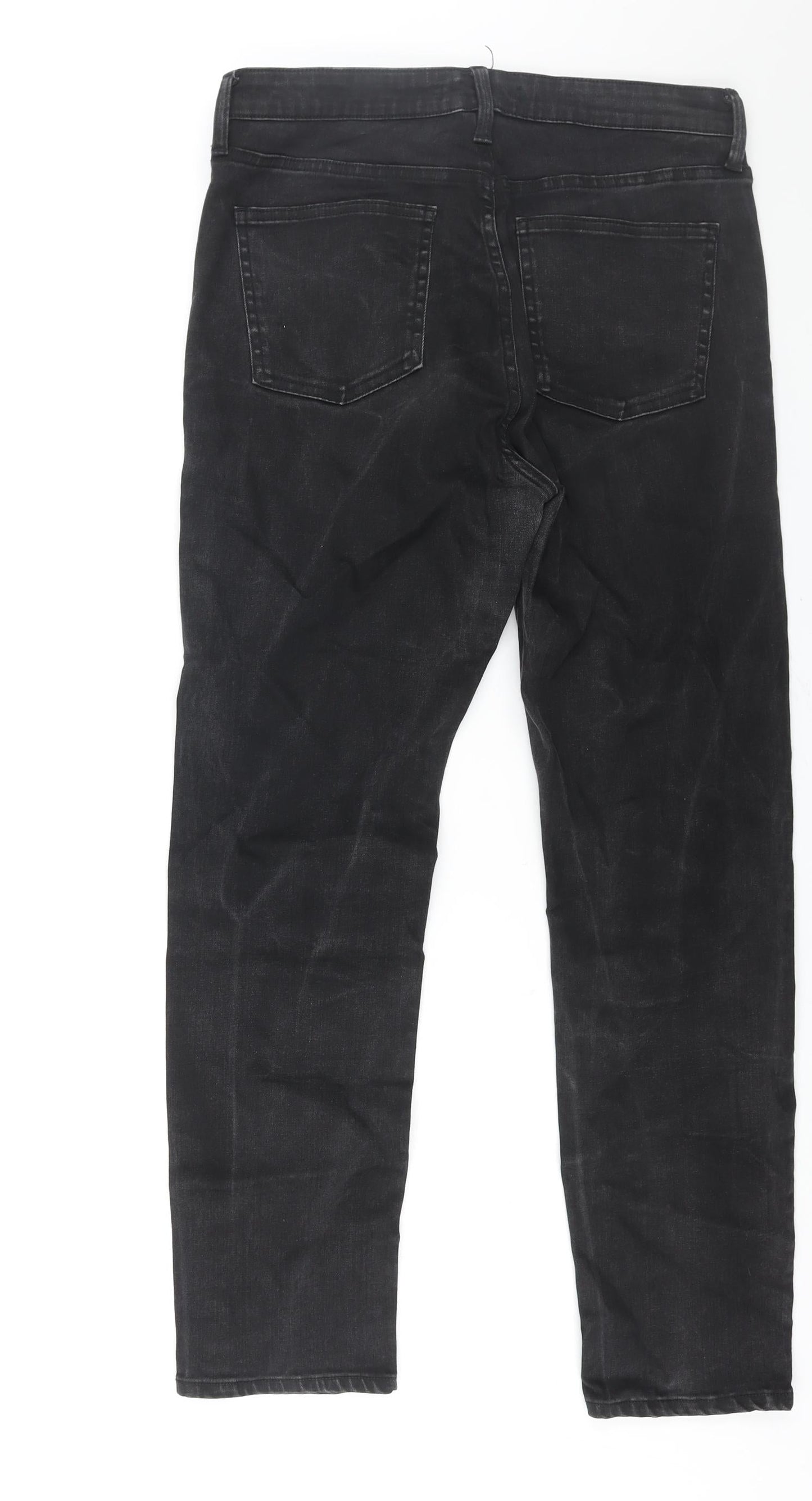Uniqlo Womens Black Cotton Straight Jeans Size 30 in L27 in Regular Zip