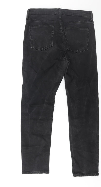 Uniqlo Womens Black Cotton Straight Jeans Size 30 in L27 in Regular Zip