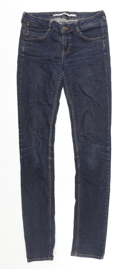 Topshop Womens Blue Cotton Skinny Jeans Size 28 L36 in Regular Zip