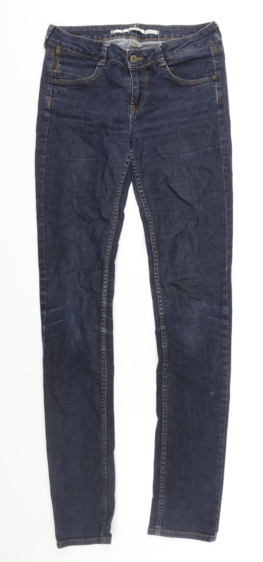 Topshop Womens Blue Cotton Skinny Jeans Size 28 L36 in Regular Zip