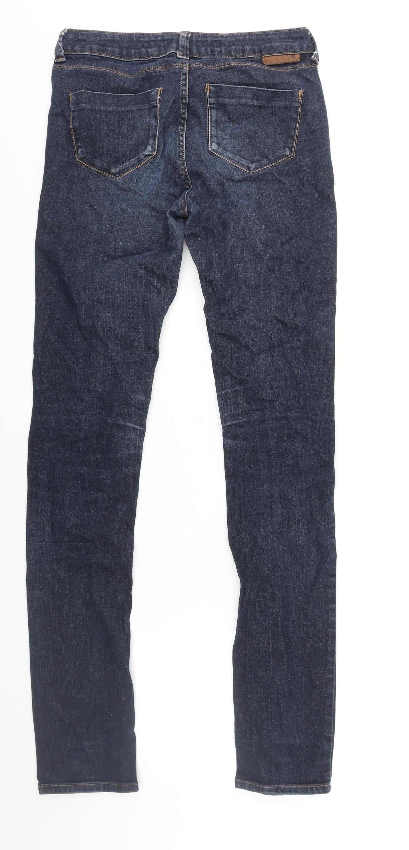 Topshop Womens Blue Cotton Skinny Jeans Size 28 L36 in Regular Zip