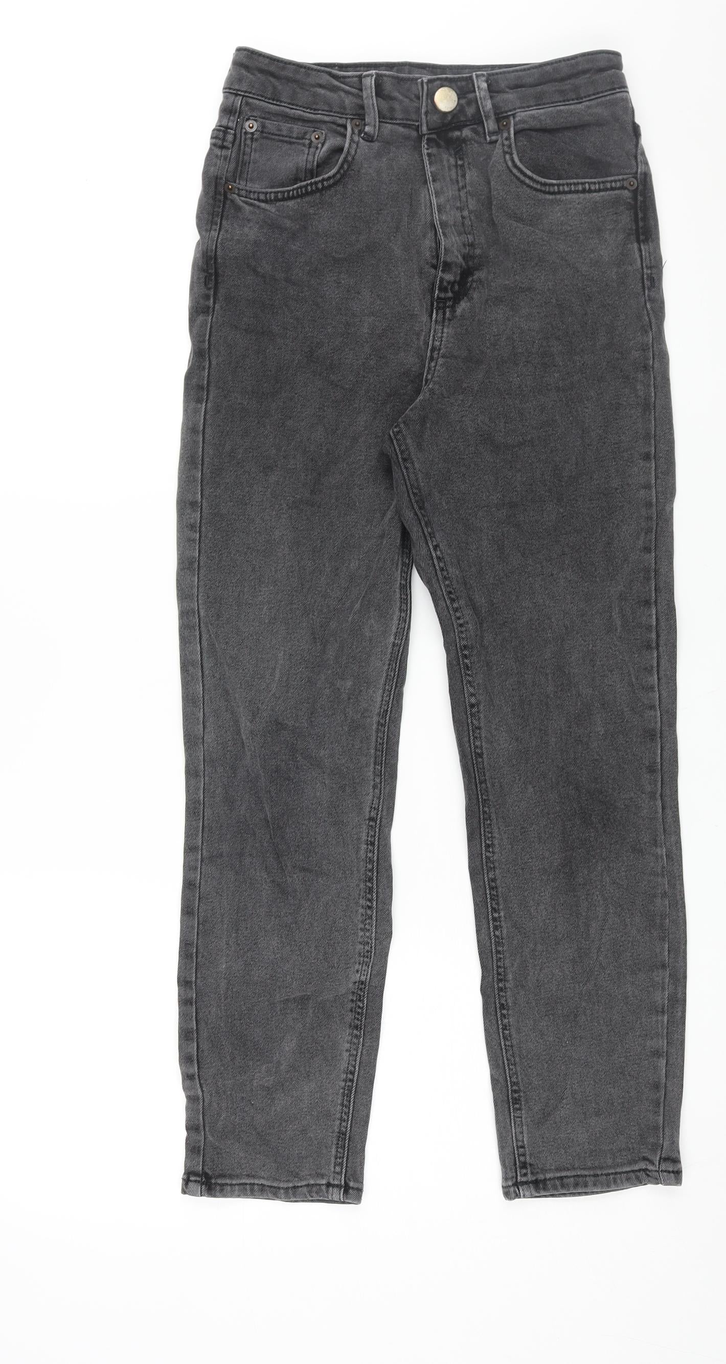 ASOS Womens Grey Cotton Mom Jeans Size 26 in L30 in Regular Zip