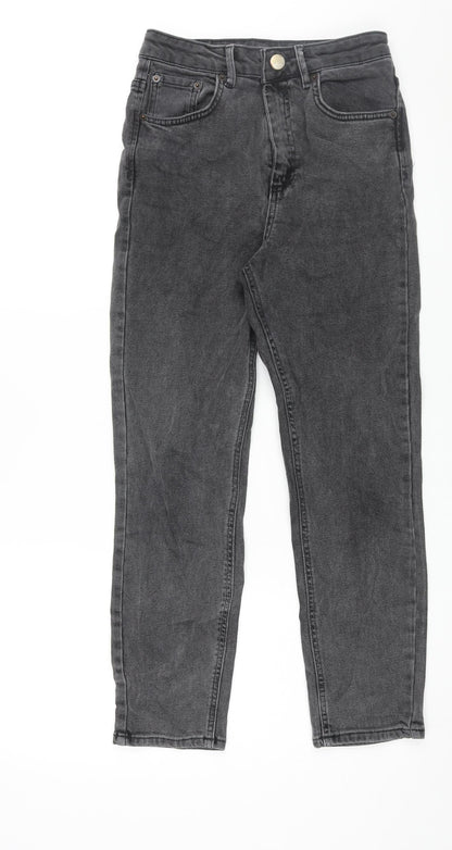 ASOS Womens Grey Cotton Mom Jeans Size 26 in L30 in Regular Zip