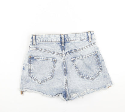 Denim & Co. Womens Blue Cotton Cut-Off Shorts Size 6 L3 in Regular Zip - Distressed