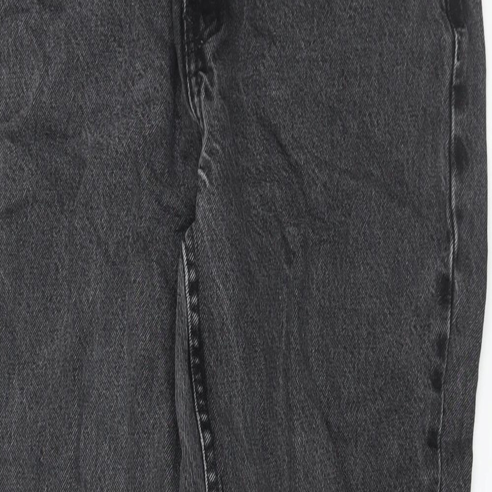 Denim & Co. Womens Black Cotton Mom Jeans Size 14 L27 in Regular Zip