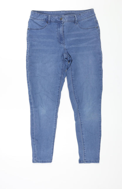 Avenue Womens Blue Cotton Skinny Jeans Size 12 L26 in Regular Zip