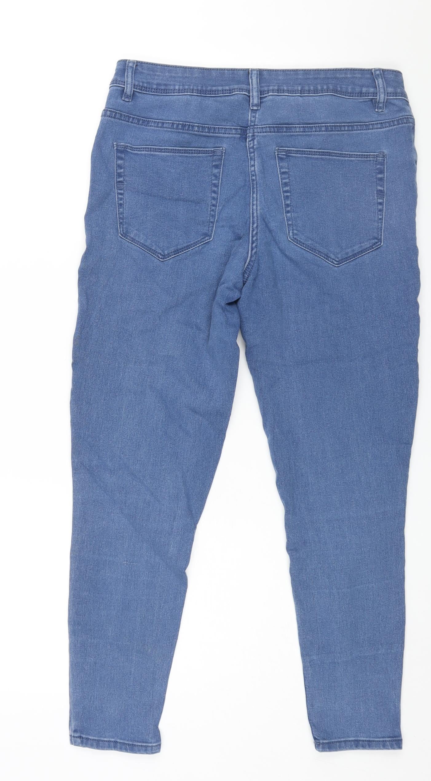 Avenue Womens Blue Cotton Skinny Jeans Size 12 L26 in Regular Zip