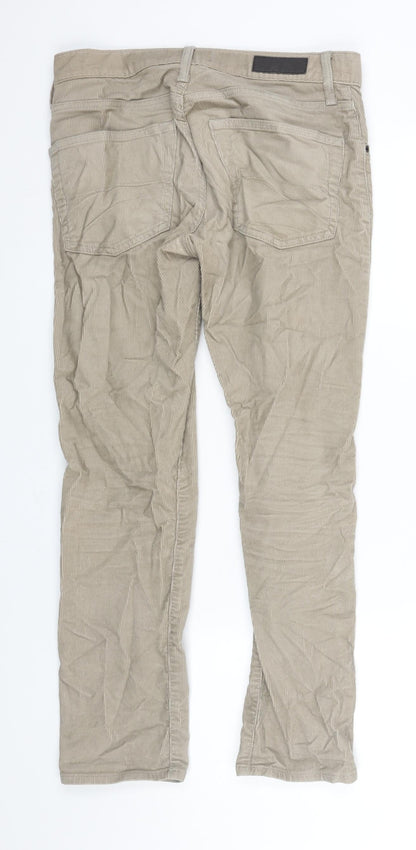 Marks and Spencer Mens Beige Cotton Trousers Size 30 in L29 in Regular Zip